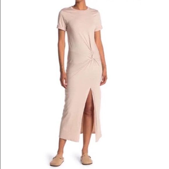 Stateside Dresses & Skirts - Stateside Front Twist Maxi Dress in Stone Beige